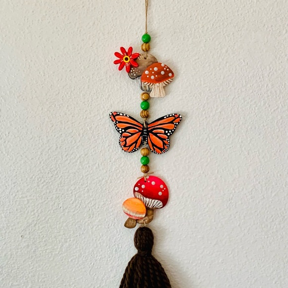 Mushrooms & Butterfly Wall Hanging